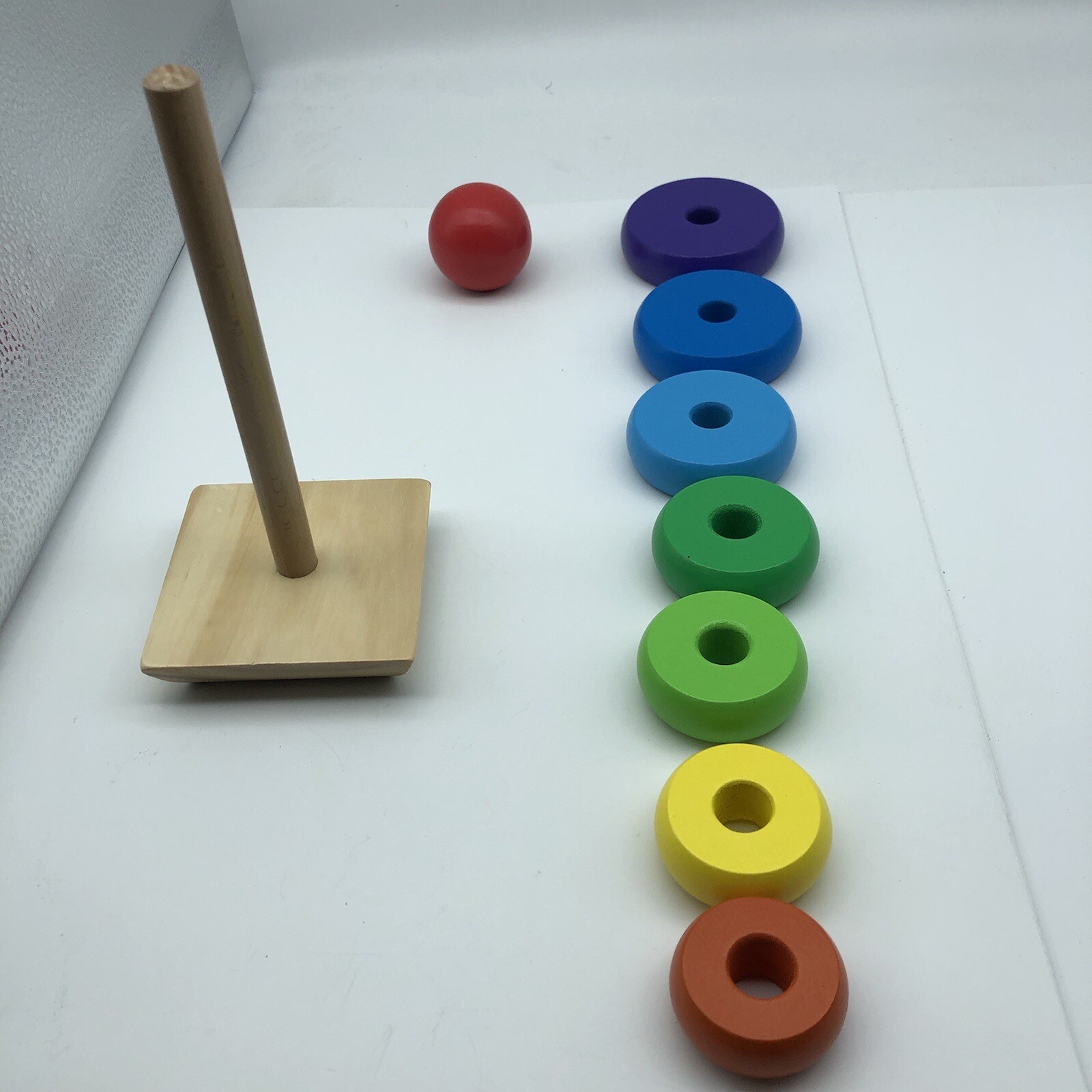 Melissa Doug Wood Toy Rainbow Stacker Rings Toddler Baby Educational