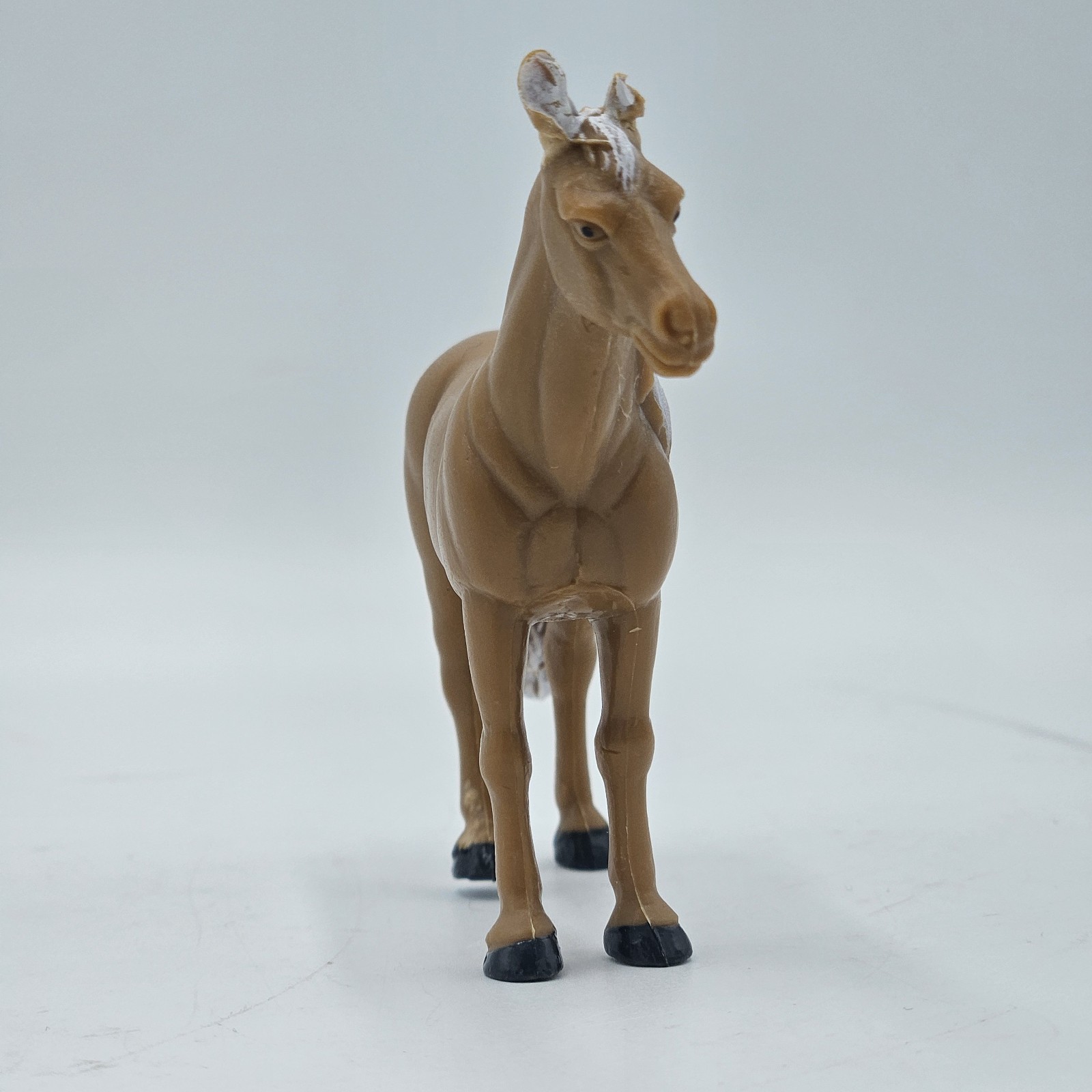 Lot Of 2 Horse Plastic Toy Animal Figure Gray Brown White Hair