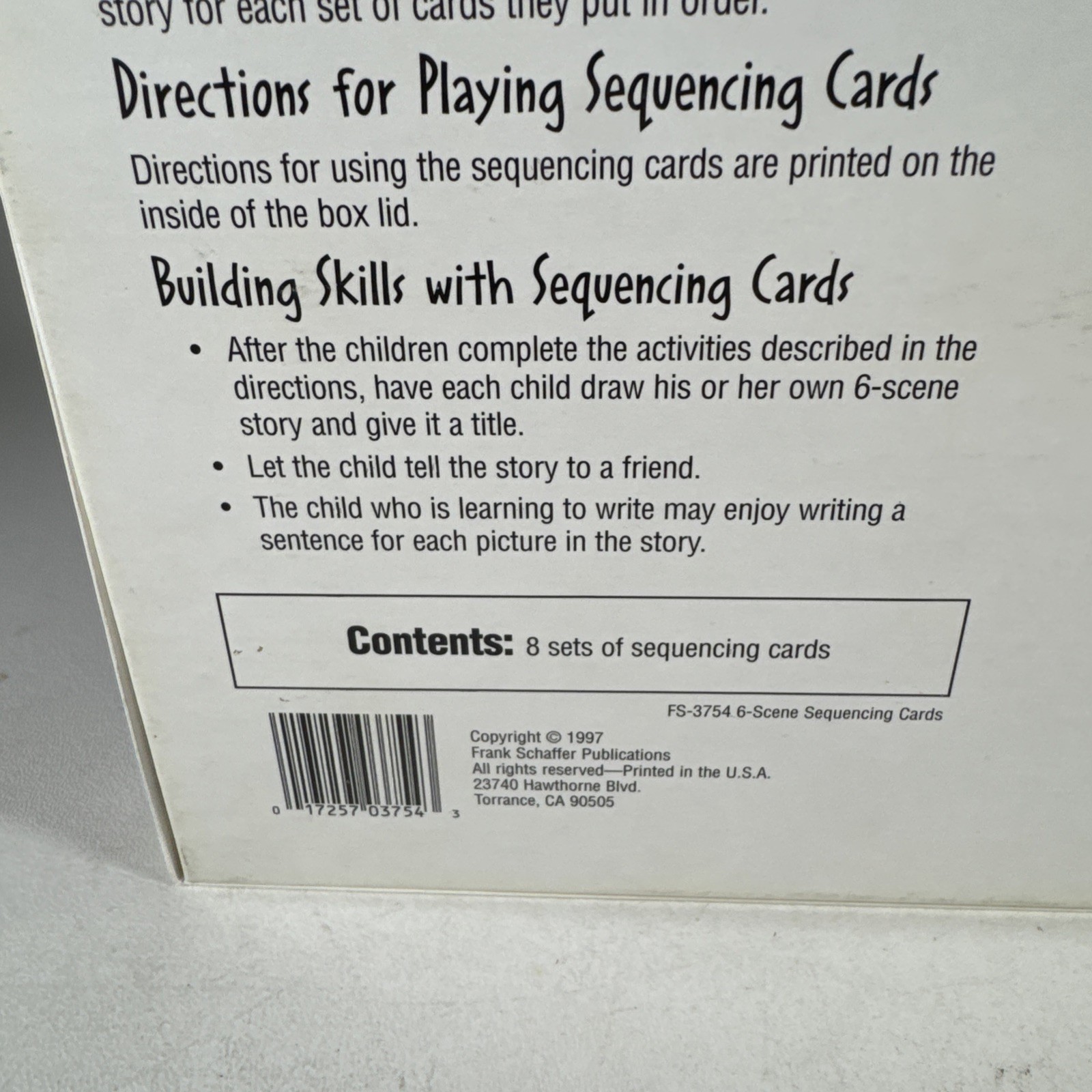 Educational 6-Scene Sequencing Cards ~ Kids Learning Game Cards-Complete