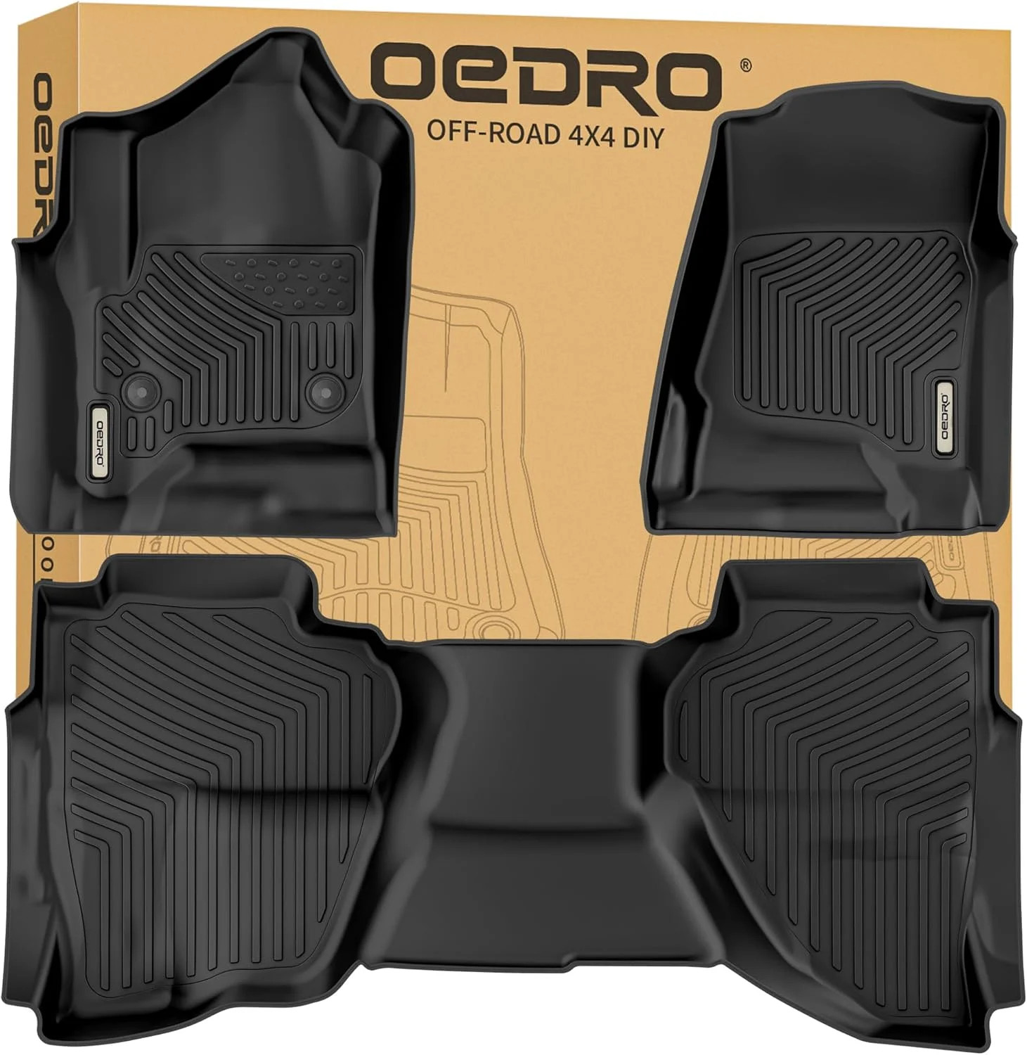 OEDRO Floor Mats Fits for 2014-2018 Chevrolet Silverado/GMC Sierra 1500 Double C