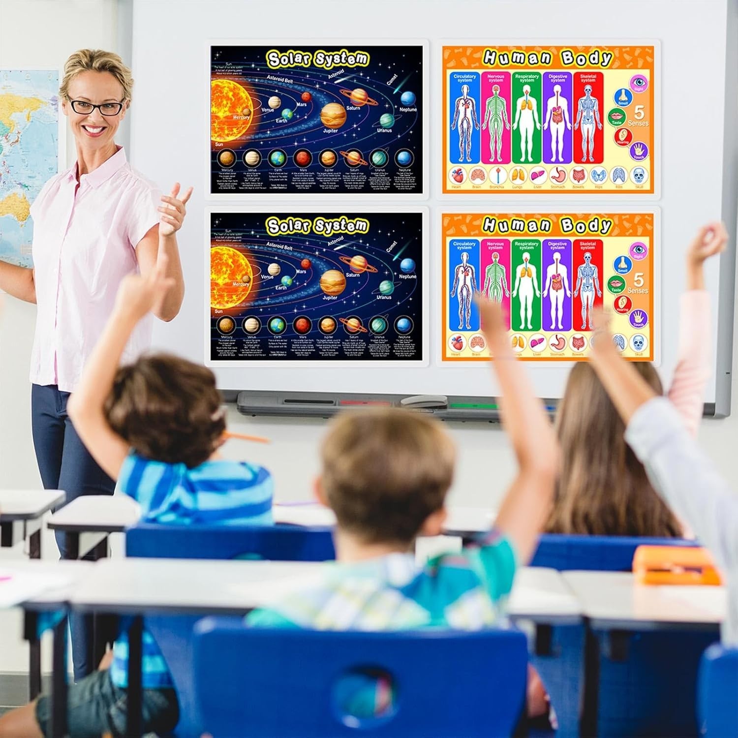 Engaging 2-Pack Educational Posters: Solar System & Human Body for Kids