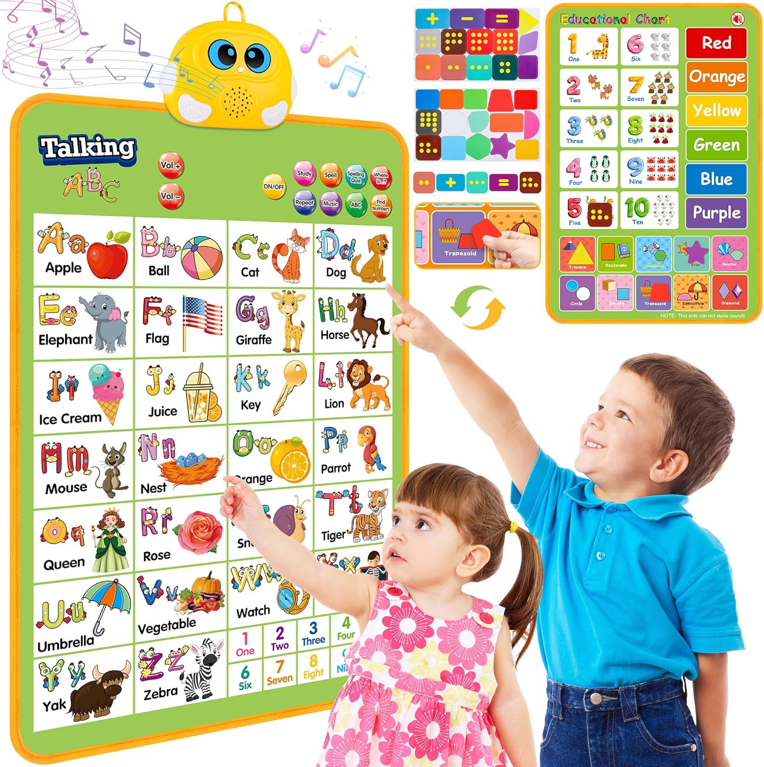 Electronic Alphabet Wall Chart, Talking ABC, 123S, Music Poster, Kids Montessori