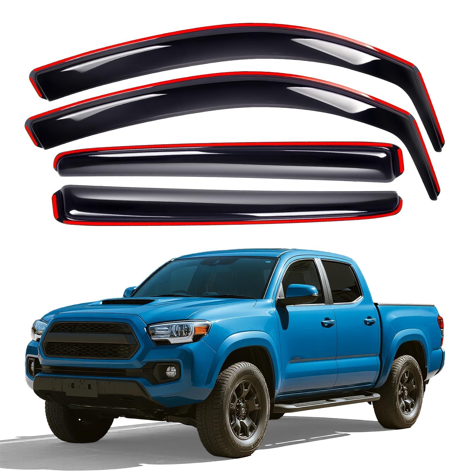 in-Channel Rain Guards for 2016-2023 Tacoma Double Cab, Window Deflectors Win…