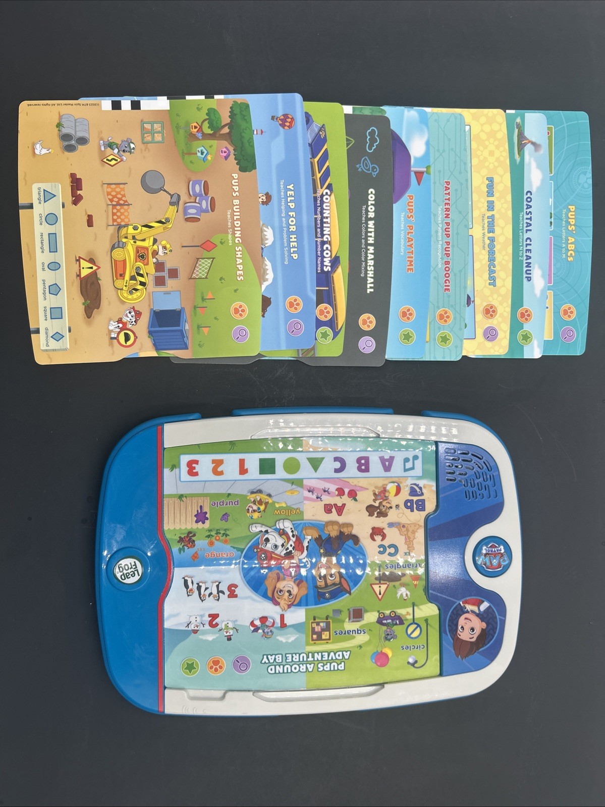 Leap Frog Paw Patrol Pups Around Adventure Bay with 9 Two Sided cards