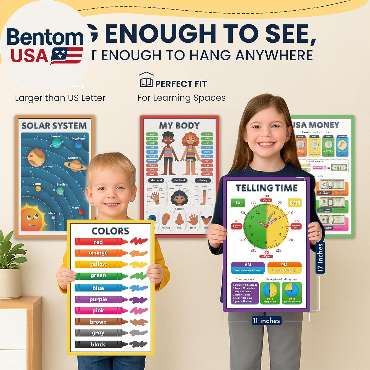Educational Posters for Kids – 18 Laminated Preschool Posters for Classroom, Alp