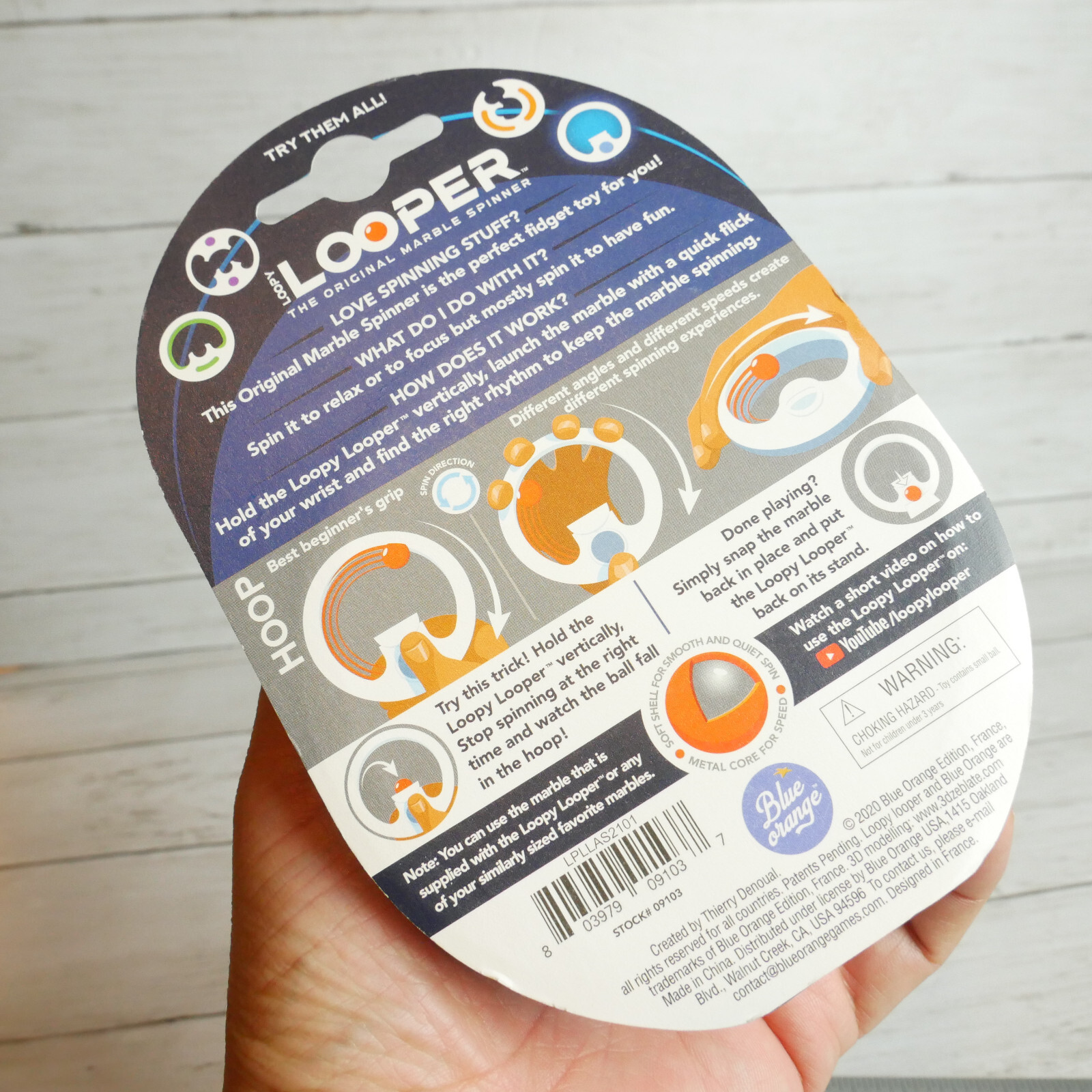Blue Orange Loopy Looper The Original Marble Spinner Game Hoop New