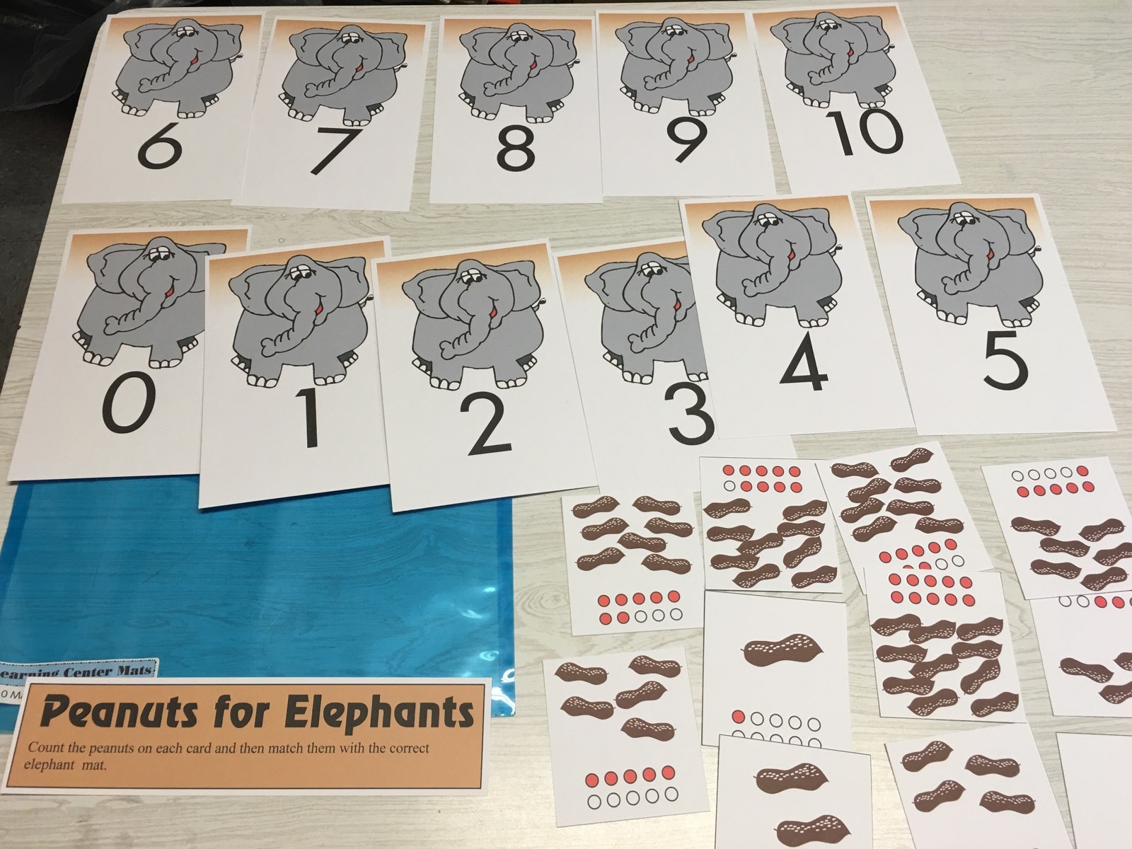Peanuts For Elephants Learning Center- Math Mats MATS – Laminated Mats