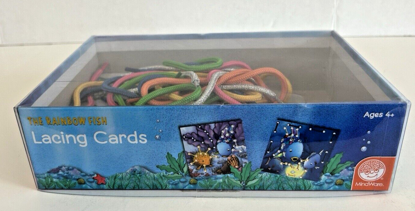 MindWare Lacing Cards The Rainbow Fish Age 4+ Fine Motor Skills Set of 10