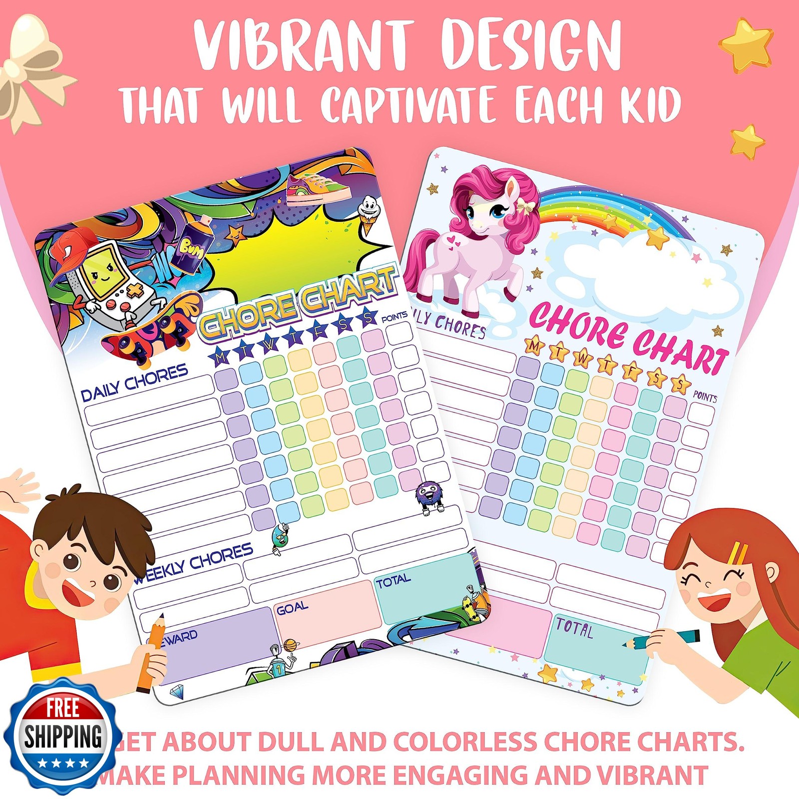 Magnetic Chore Chart for Kids 8.5×12 (A4) – Dry Erase Chore Chart Magnetic –
