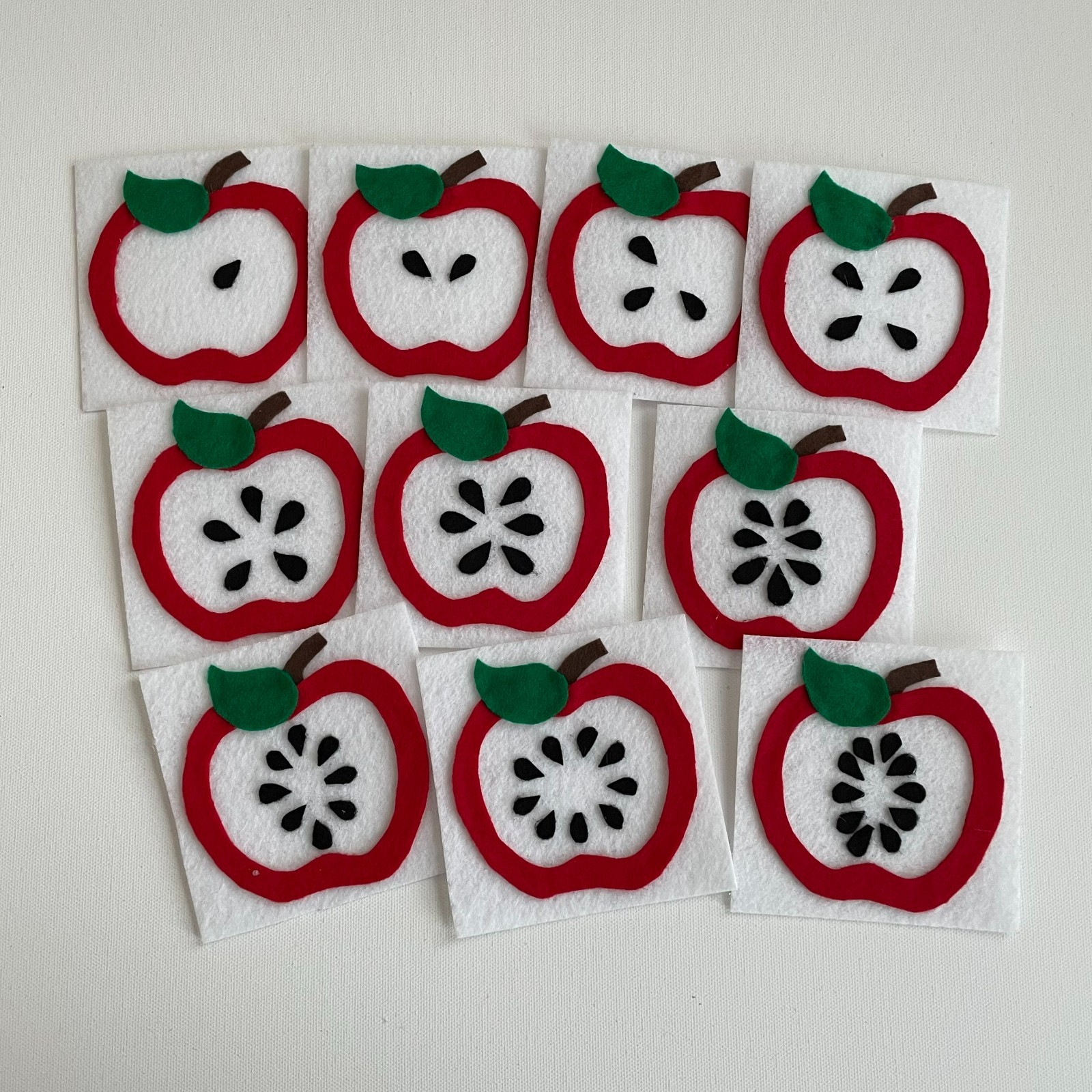 Apple Seed Count and Match Felt Pieces for Felt/Flannel Board Play