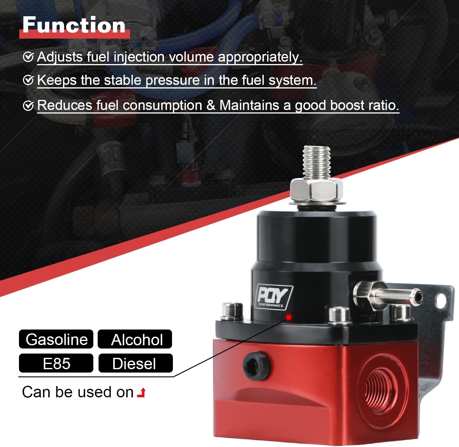 Adjustable Fuel Pressure Regulator Kit 3-70PSI With 6AN Return and 6AN feed Port