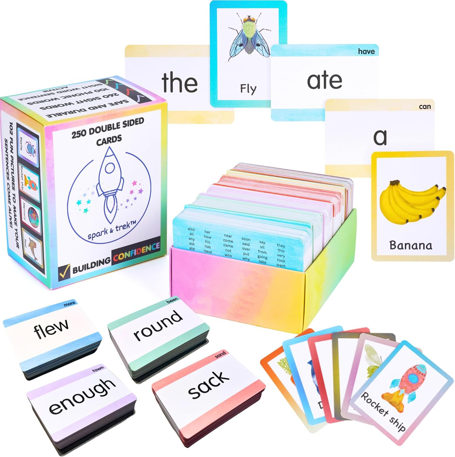 Sight Words Flash Cards Kindergarten | Picture Flashcards 500 Words | Phonics Bl