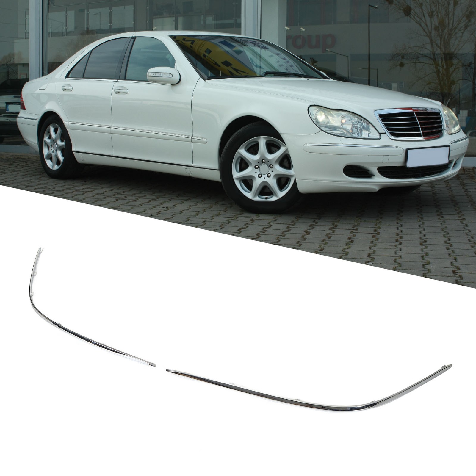 1Pair Front Bumper Outer Molding Chrome Cover Stylish Replacement For Benz ODHF