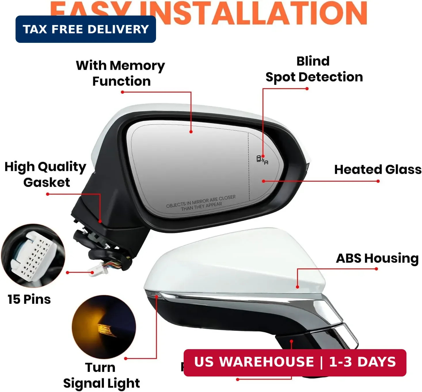 Right Passenger Side Mirror For 2016-2022 Lexus RX350 350L RX450H RX450HL Mirror