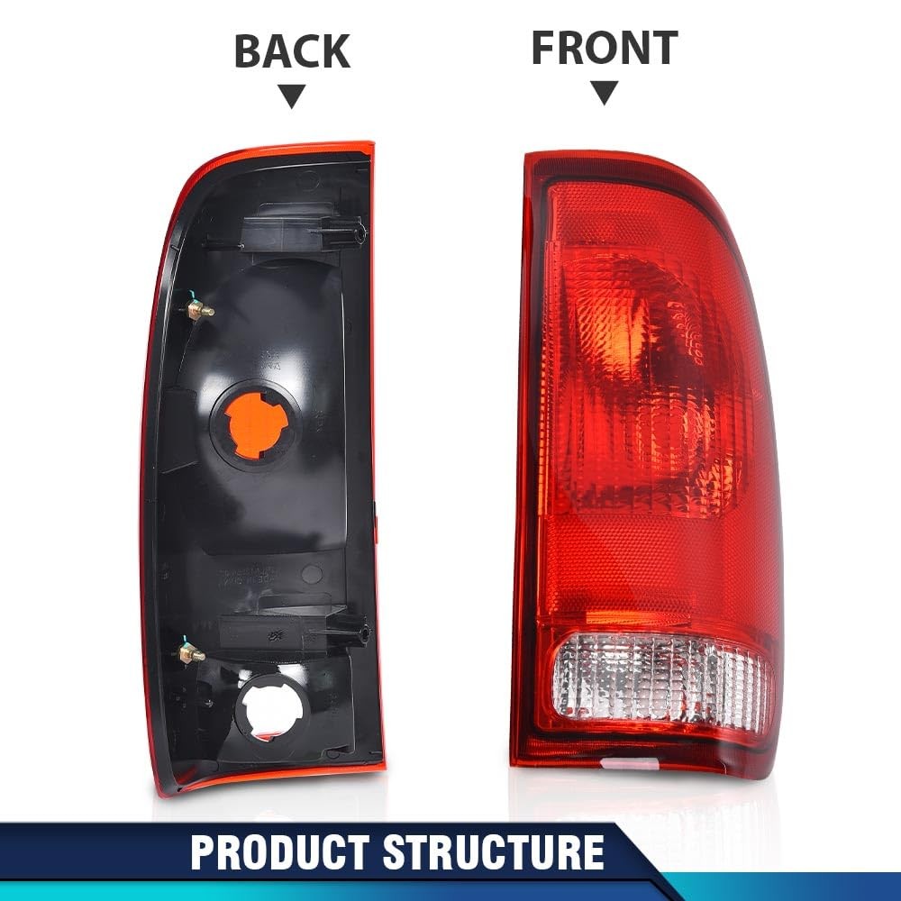 Red Lens Black Housing Tail Lights for Ford F150 F250 F350 1997-2007
