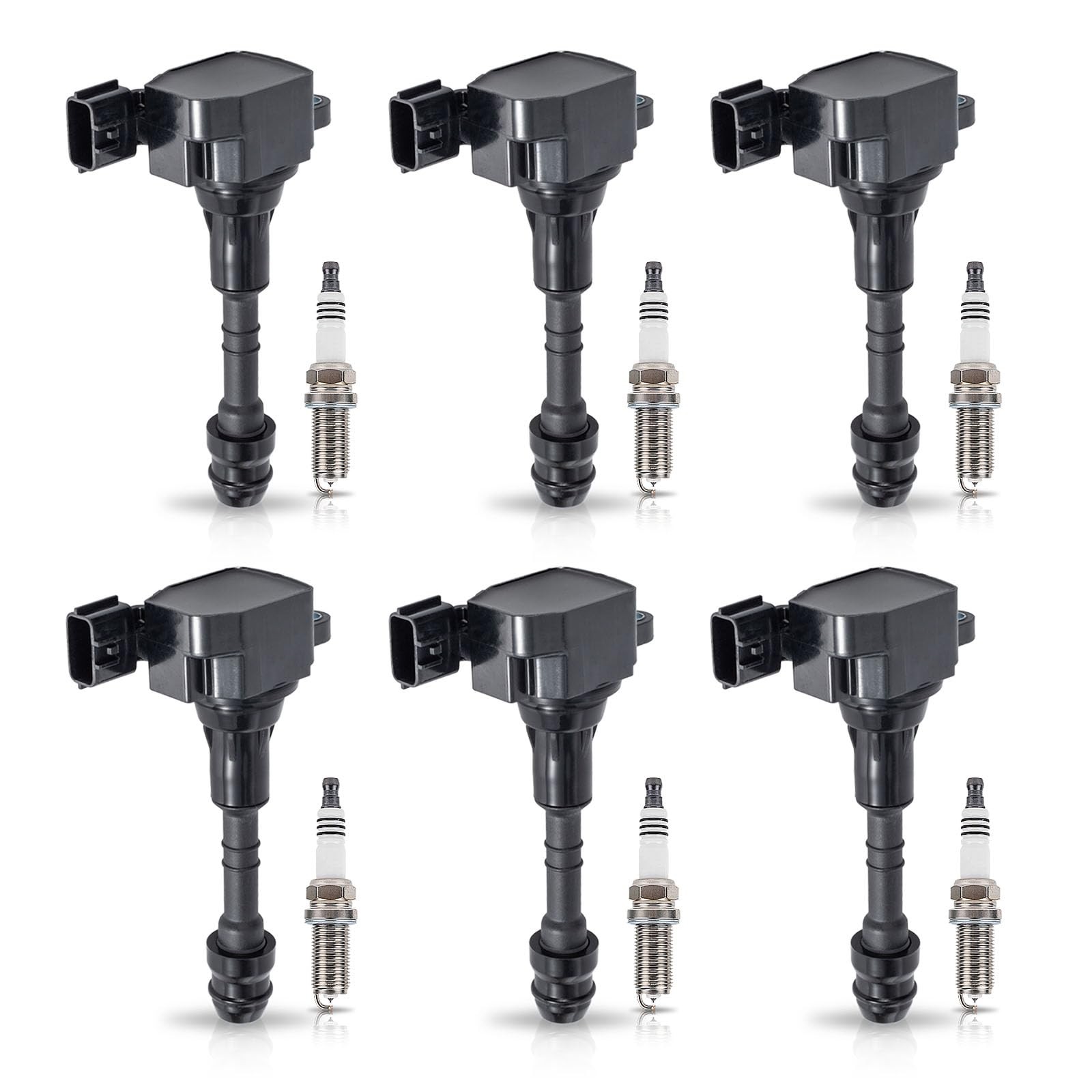 Set Of 6 Ignition Coil Iridium Spark Plug Nissan V6 UF349