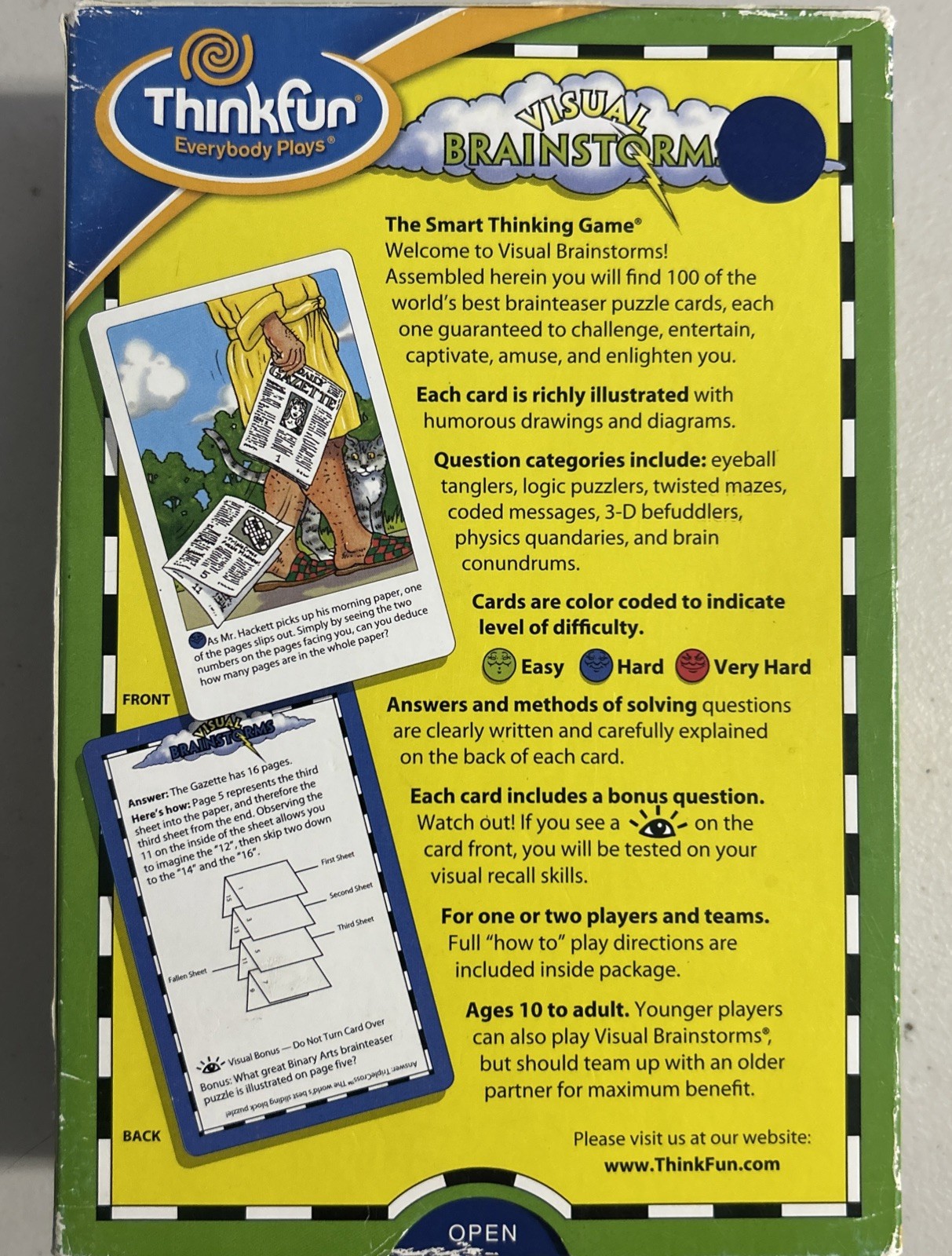 Visual Brain Storms – The Smart Thinking Game By Thinkfun Brainteaser Question