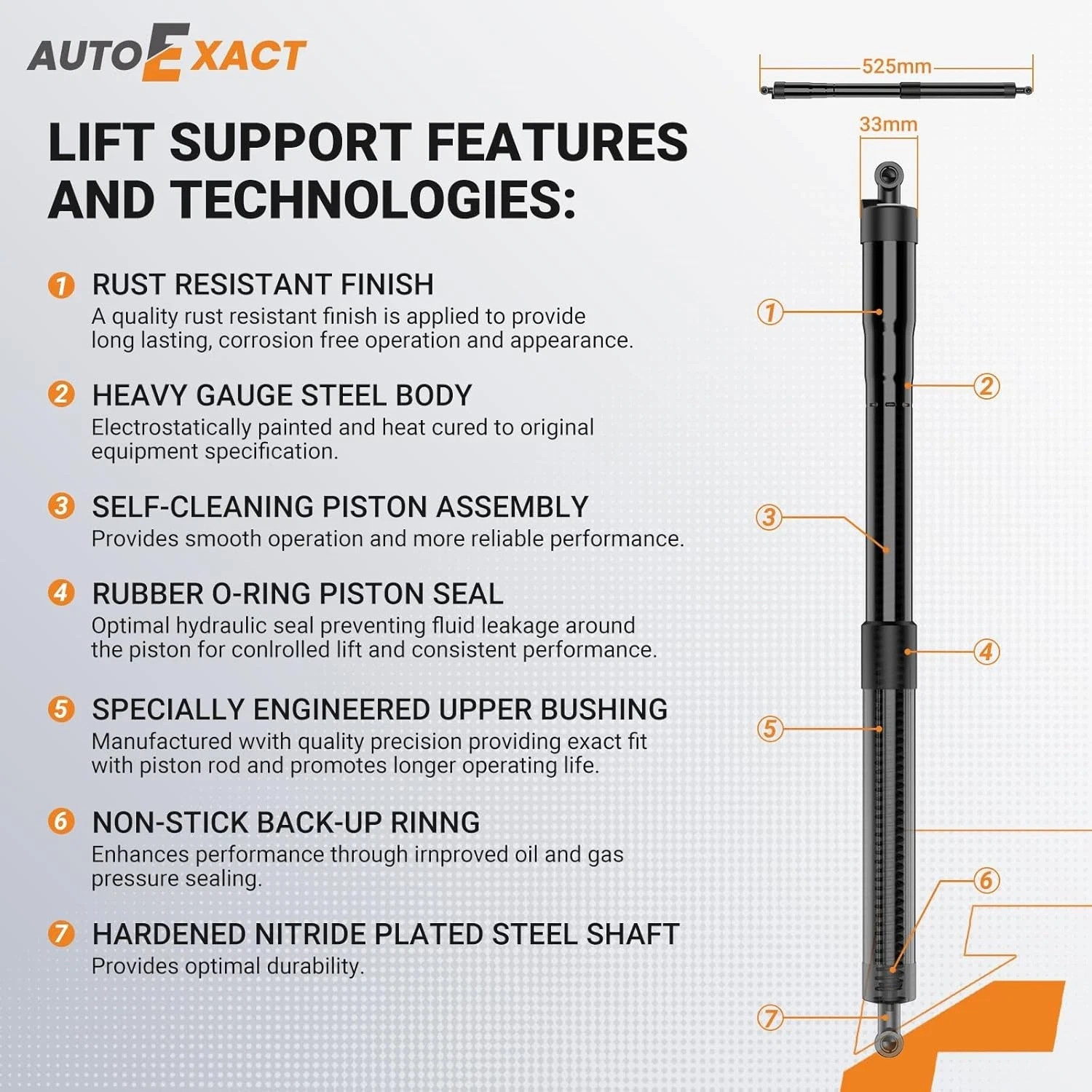 Rear Hatch Lift Struts Fit for 2014-2019 Toyota Highlander, Power Liftgate