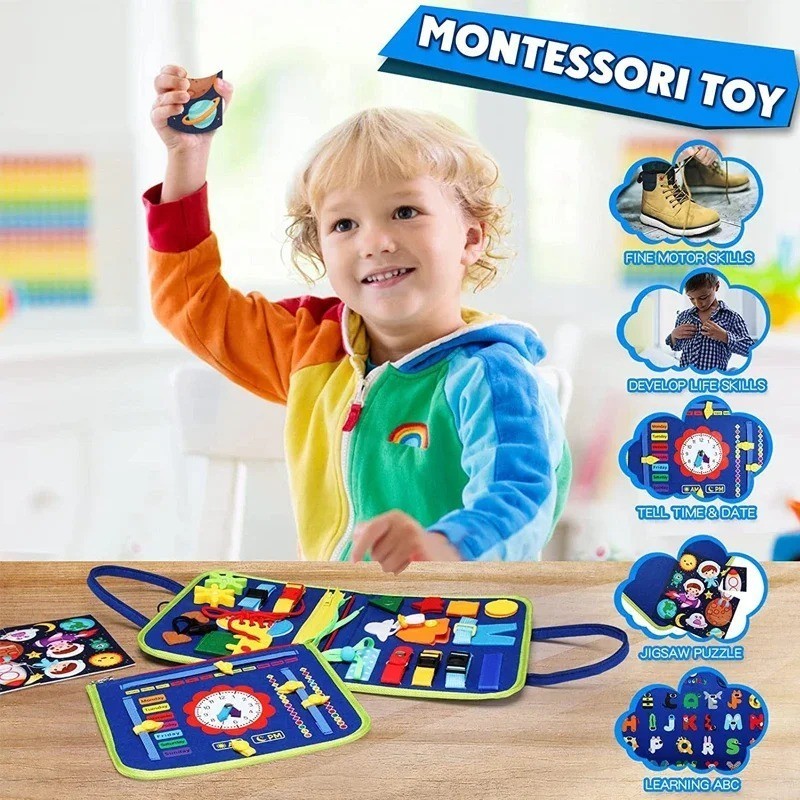 Busy Board Montessori Toys for Toddler Busy Book Sensory Preshool Early Educatio