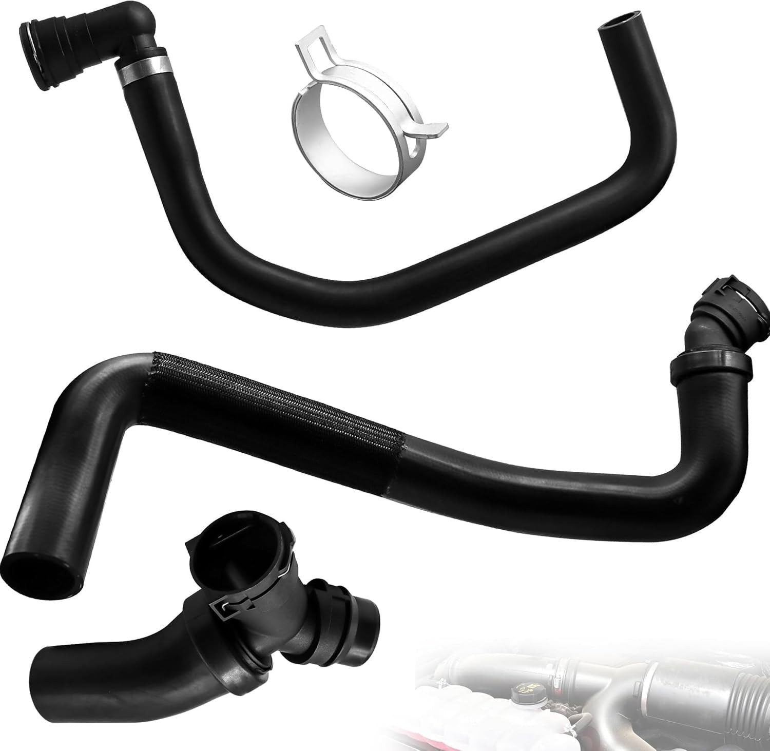 Upper Radiator Hose Y-Connector Lower Compatible with Ford F150 5.0L 2011 2012 2