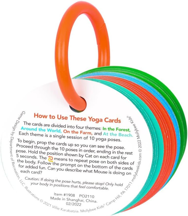 Preschool Yoga Cards for Kids, Set of 40 Poses and Activities, Beginner Yoga for