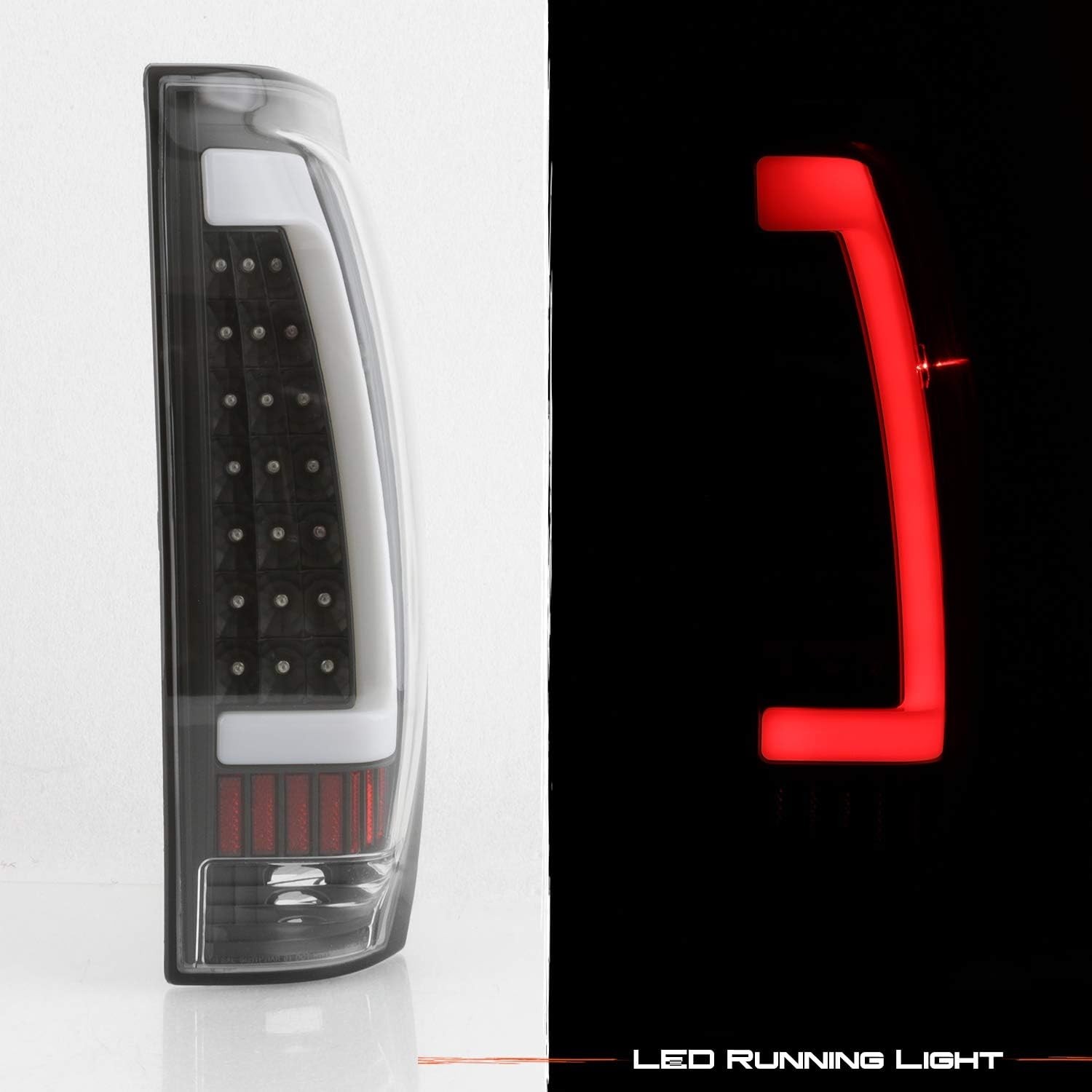 Fits 2002-2006 Chevy Avalanche 1500 2500 LED [Tube Bar] Black Tail Lights Brake