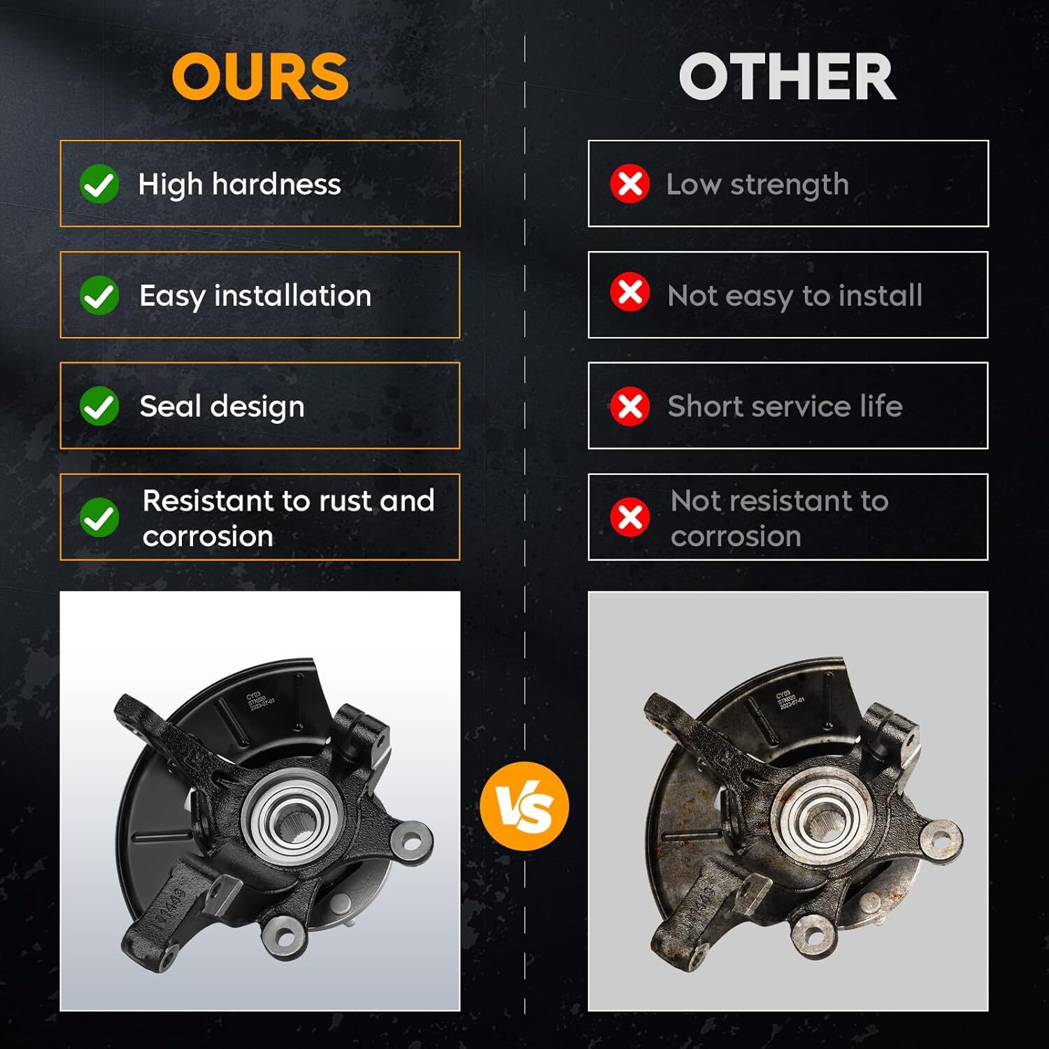 Wheel Hub Bearing Steering Knuckle Assembly Pair Front Driver & Passenger Side