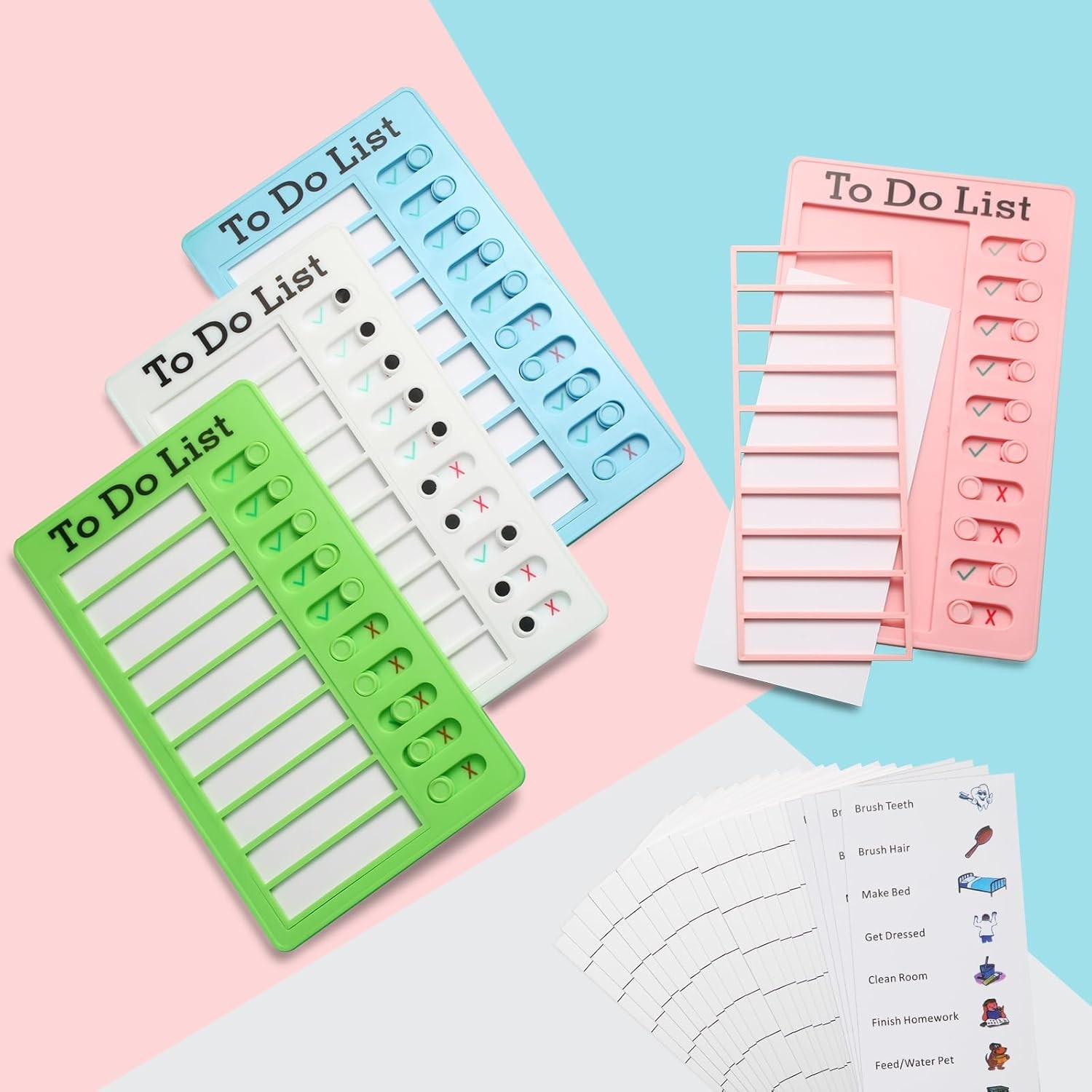 Chore Chart for Kids Daily Sliding Task Board Checklist Visual Schedule 4pk