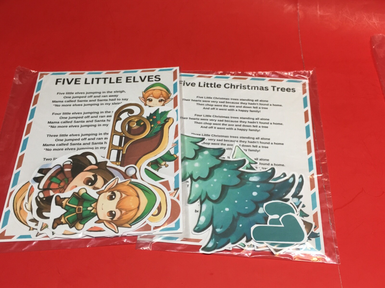 CHRISTMAS BUNDLE – 10 sets FLANNEL BOARD LAMINATED CARDSTOCK stories & pieces