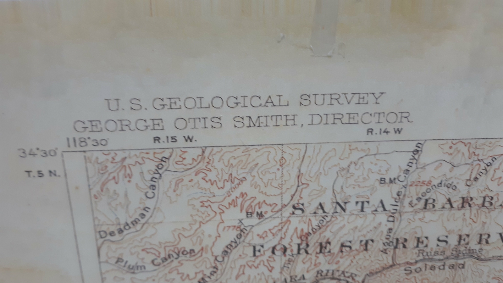 Southern California Topograhic Map, Jumbo Sheet No. 1 [Dry Erase Laminated] 1907
