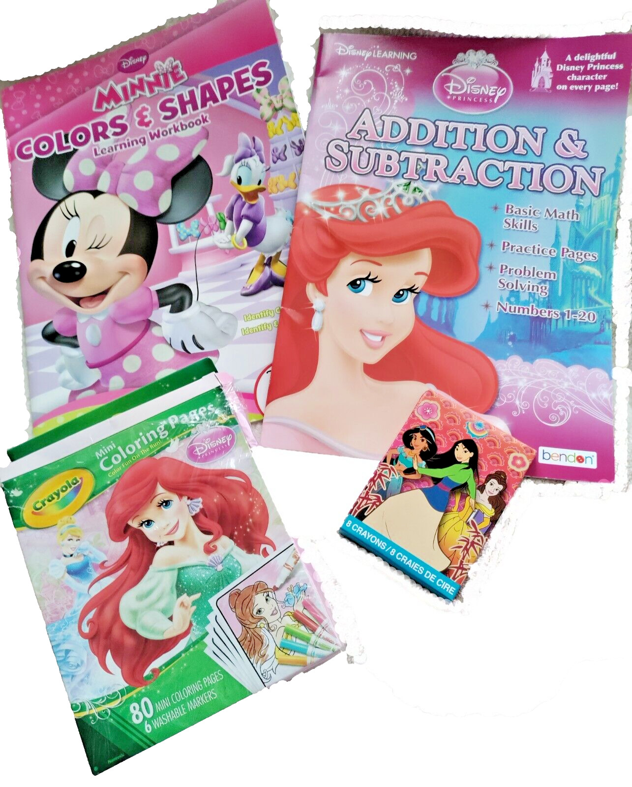 Disney Princess Math, Coloring Pages, Crayons & Minnie Colors, Shapes: Set of 4