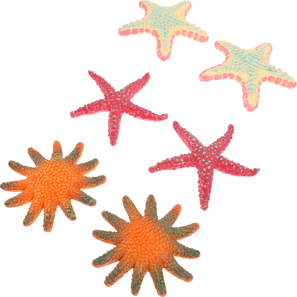 6PCS Sea Star Figurine Sea Animal Sculpture Simulation Sea Star Statue Models