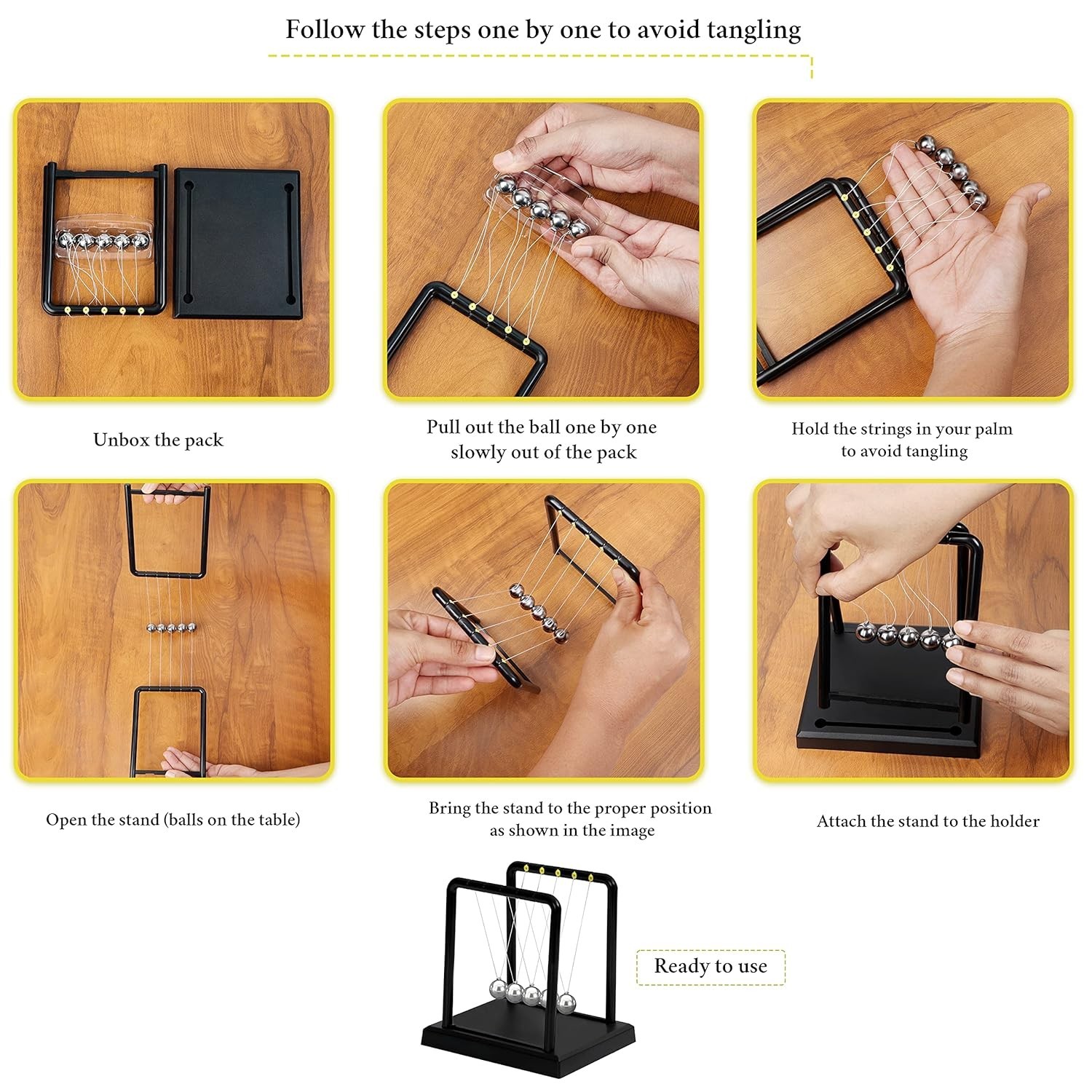 “Newton Cradle Pendulum – Metal Perpetual Motion Toy & Swing Balance Collision”