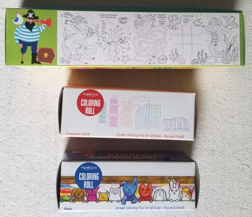 2 Art Stickables Pets/Grid Sheets & Kids Coloring Activity Roll Mermaids/Pirates