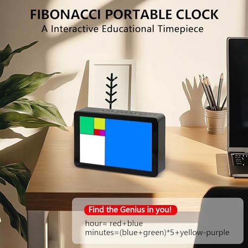 Fibonacci Clock, Unique Math Clock with Mathematical Expressions, Small Black