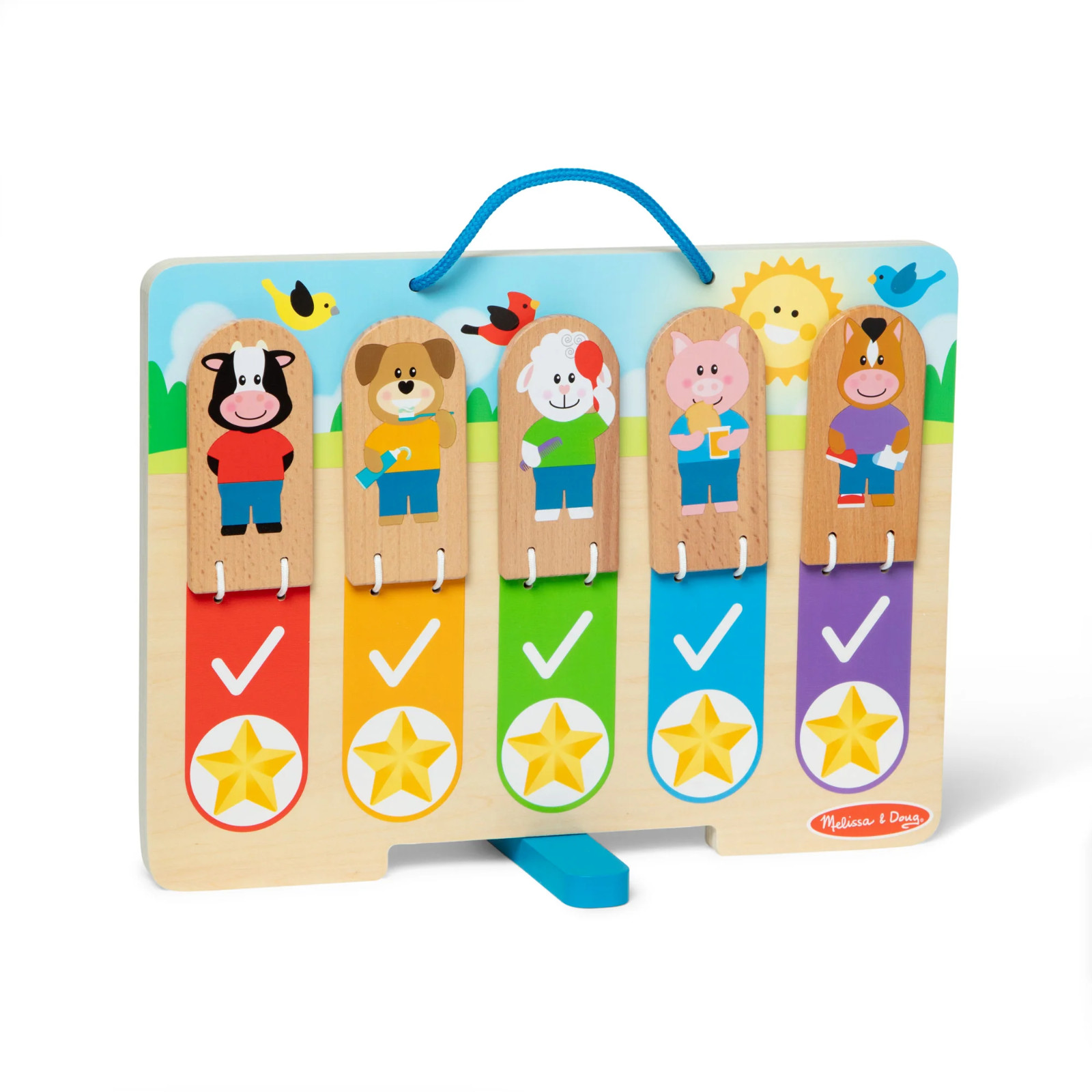 Melissa & Doug Wooden My Daily Routine Chart Hands On Learning Night Day