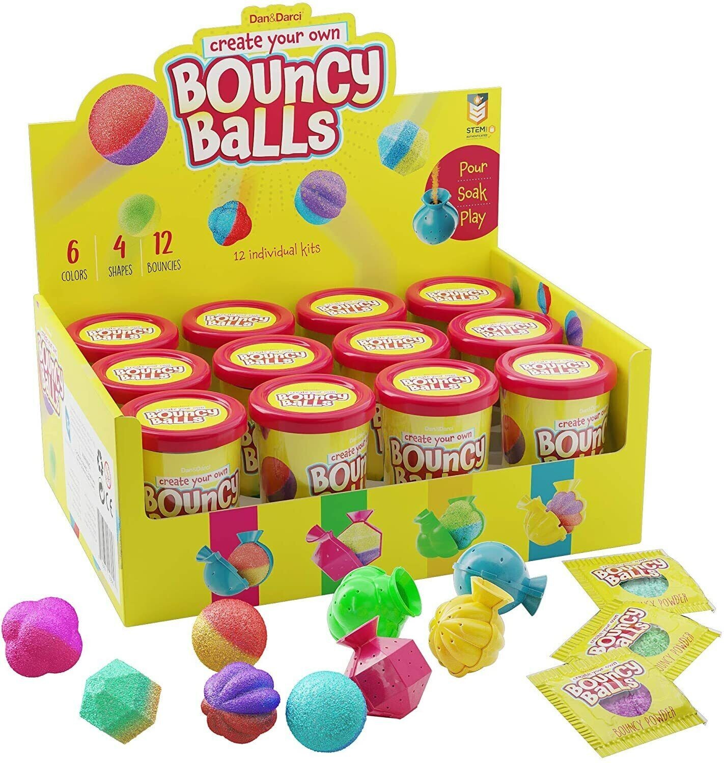 NEW Dan & Darci Create Your Own Bouncy Balls 12 Individual Kits Party Craft STEM