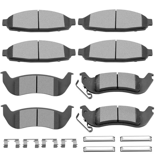 SCITOO Brake Pads Kits Front Semi-Metal Rear Ceramic 8pcs Fit for 2003-2011 for