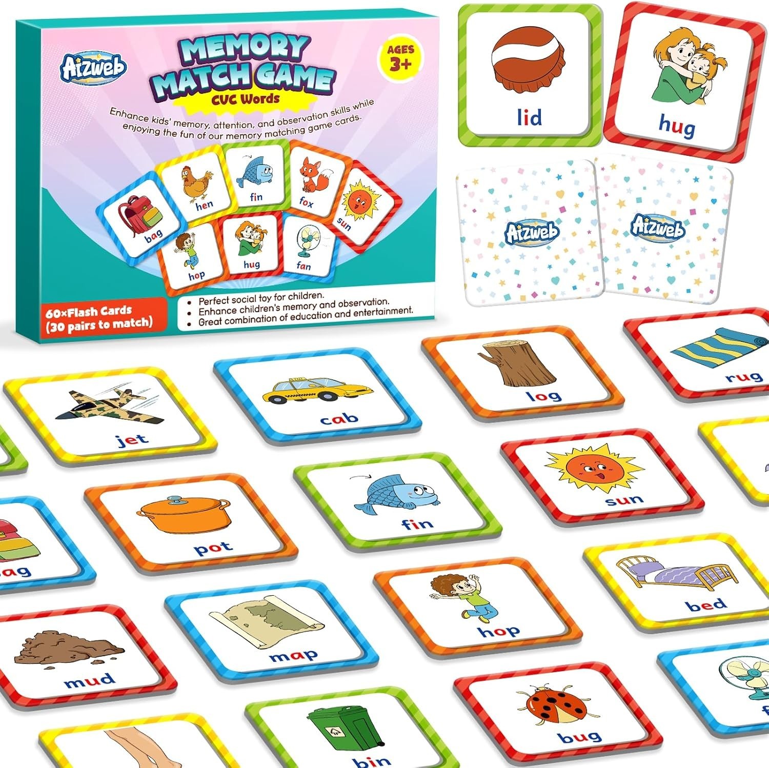 Educational CVC Word Game – 60 Durable Cards for Preschool Learning Fun