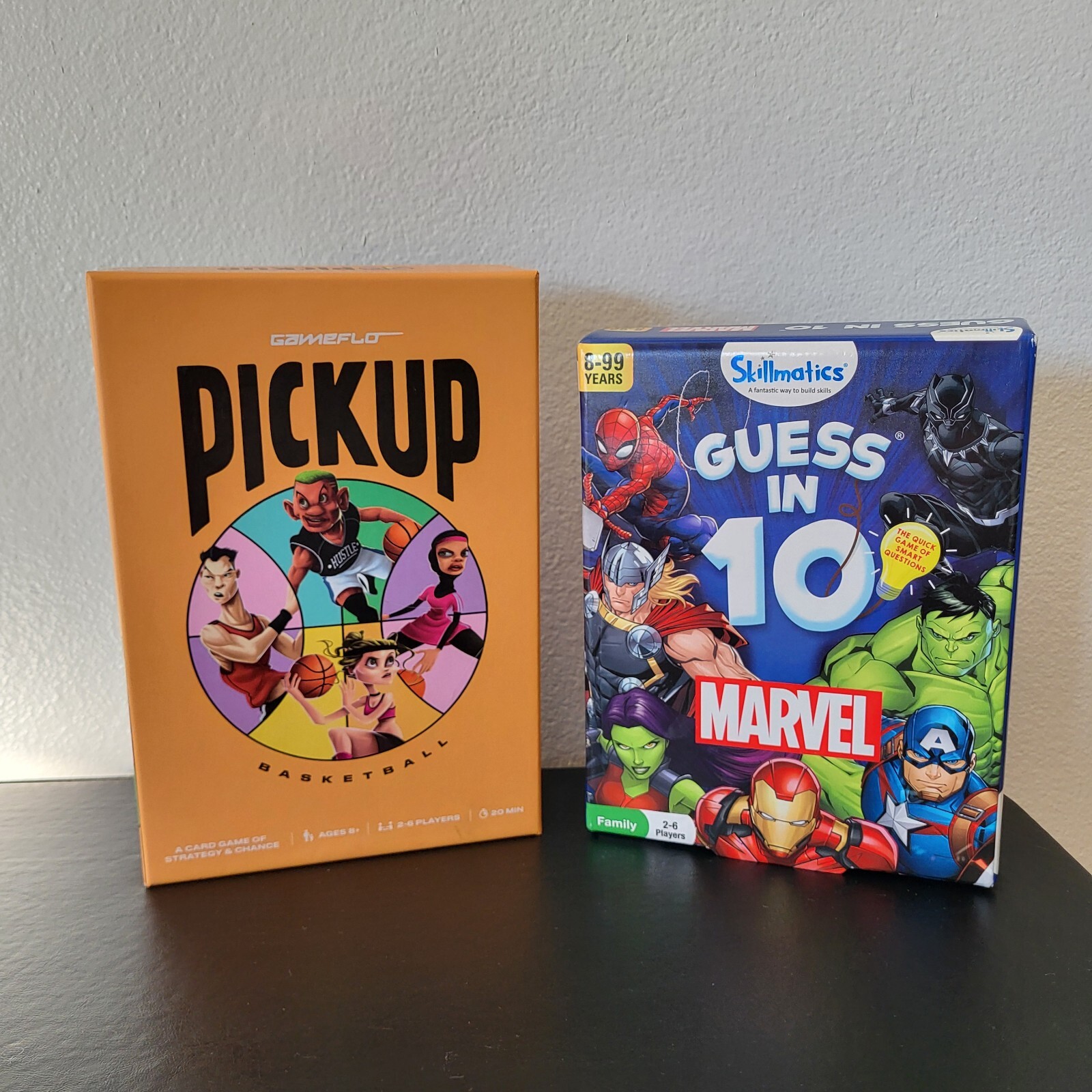 2 Board Games ☆ GUESS IN 10 MARVEL COMICS Edition & Gameflo Pickup Basketball