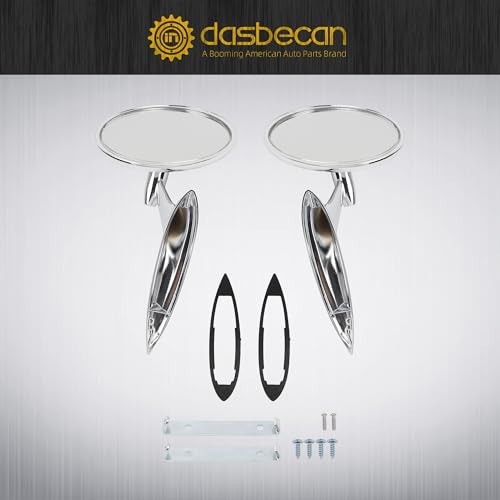 Dasbecan Round Bowtie Outside Rearview Mirrors Ribbed Base Compatible With 1963