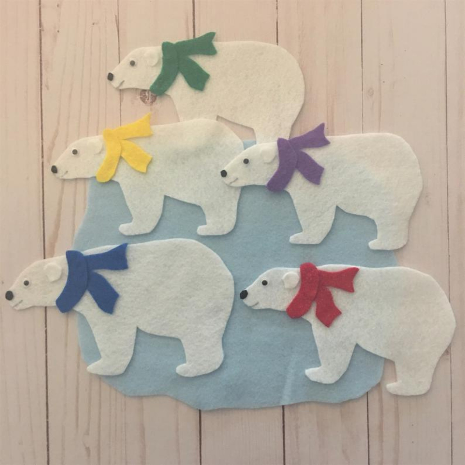 5 Little Polar Bears Felt Pieces for Felt/Flannel Board Play