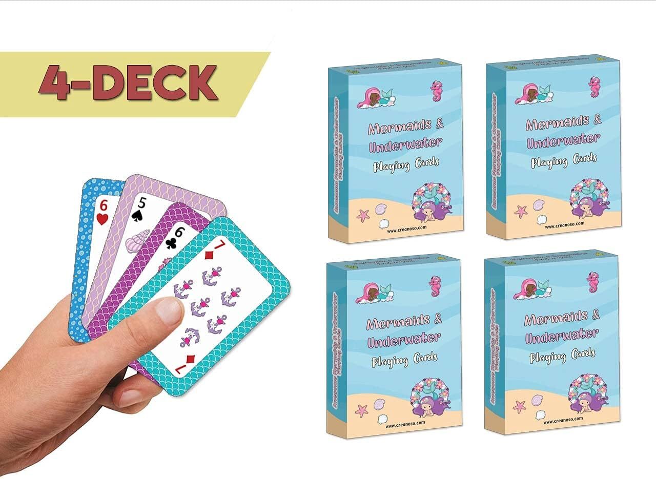 Mermaids & Underwater Playing Cards – (4-Deck X 54 Cards)