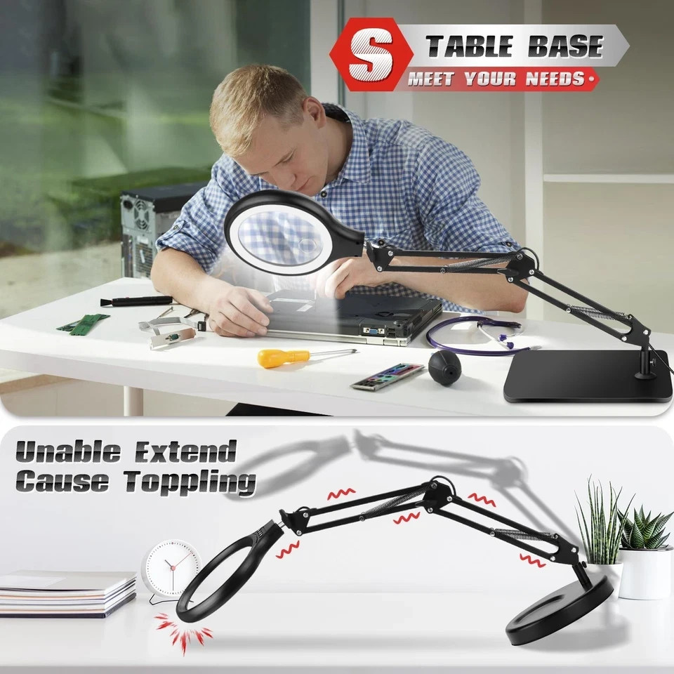 NZQXJXZ 10X 30X Large Magnifying Glass with Light and Stand, 5-inch LED Light…