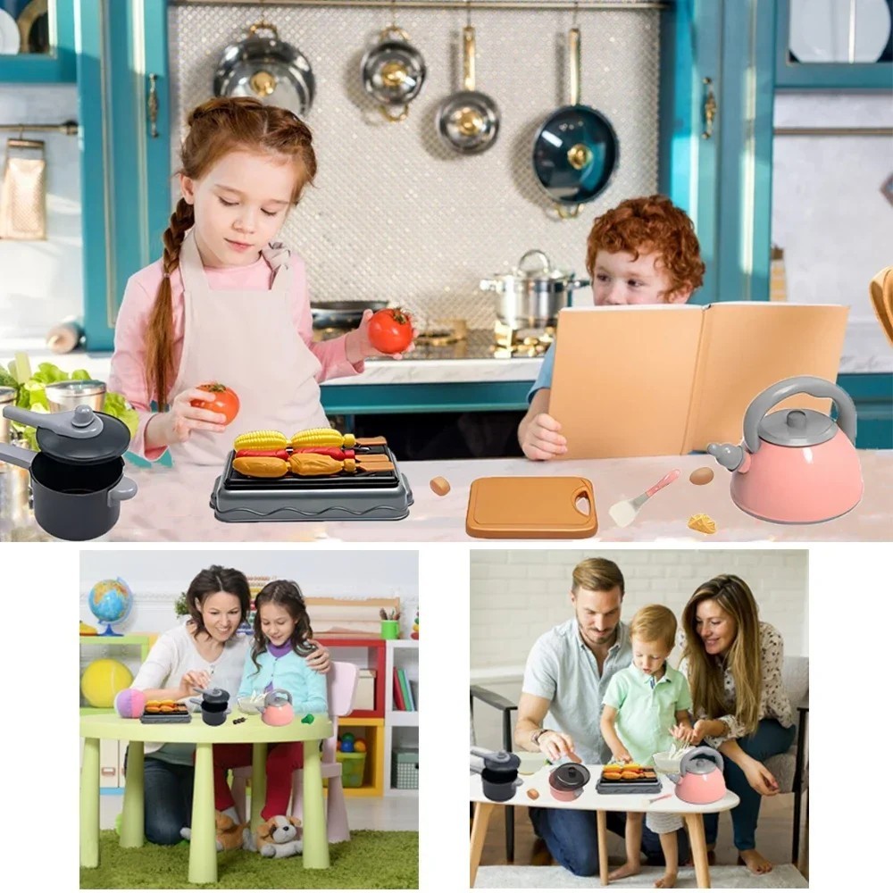 Kids Kitchen Play Set 92/69/59PCS Cooking Toy Pots Food Accessories