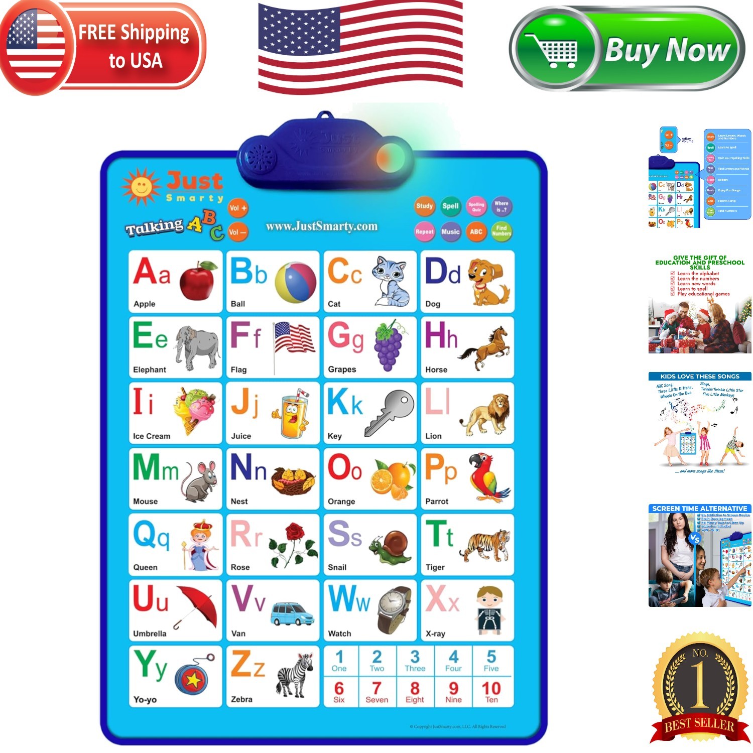 Interactive ABC & 123 Music Poster for Toddlers | Engaging Learning Wall Chart