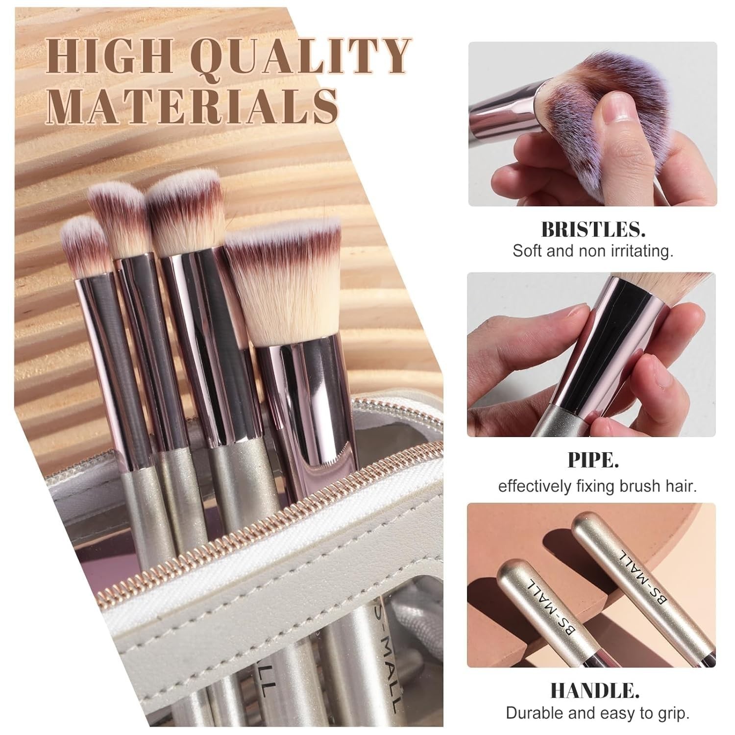 Travel Makeup Brush Set BS-MALL 14 Pcs with 1 Pcs Makeup Sponge – Essential Foun