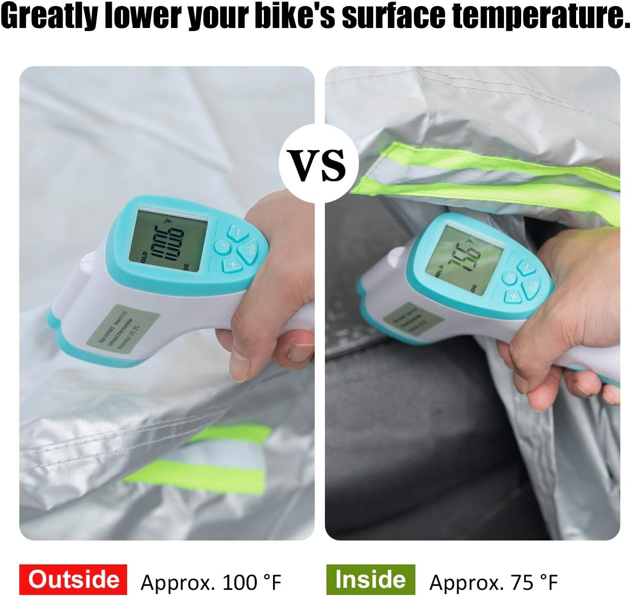 Motorcycle Cover Waterproof Outdoor – Cool Silver Color UV Protection with Refle