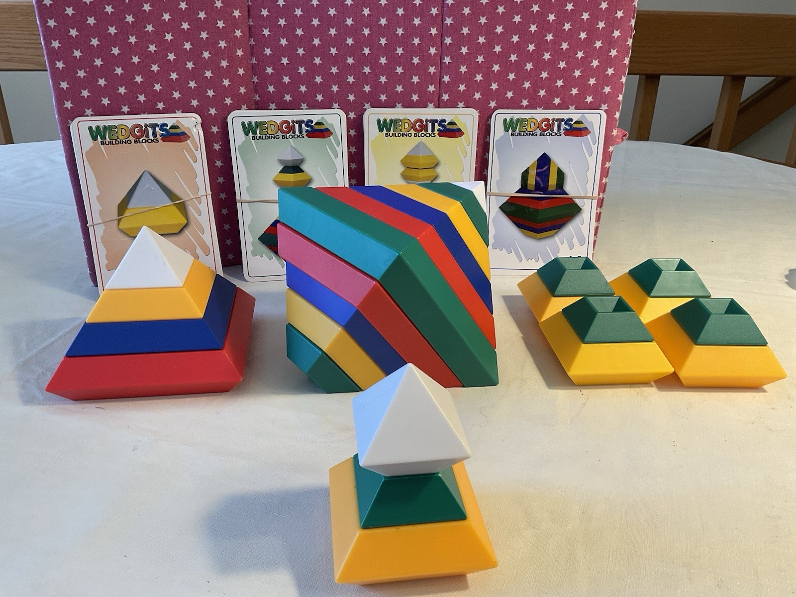 VTG WEDGITS 24 PC MONTESSORI, HOMESCHOOL, GEOMETRIC PATTERN CARDS, NOT COMPLETE