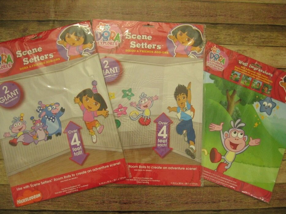 VTG Dora Explorer Scene Setters Friends Add On Lot Diego & Wall Impressions NOS